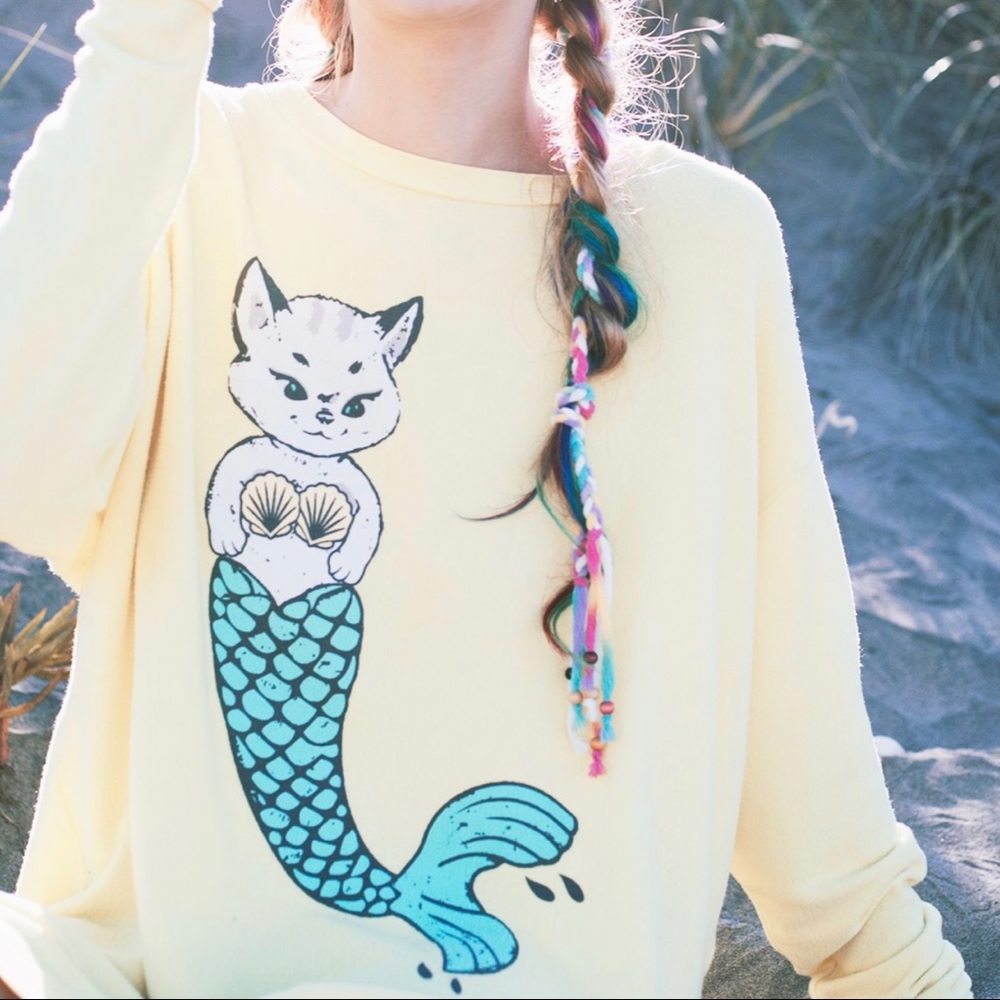 Wildfox mermaid cat road trip pullover